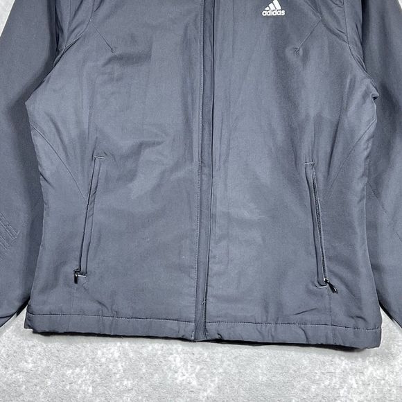 Adidas Jacket Womens Size Medium Black Climawarm Full Zip Hooded Jacket - Picture 3 of 13